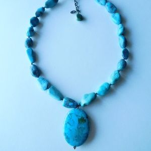 ⭐ chunky BARSE sterling TURQUOISE bead necklace